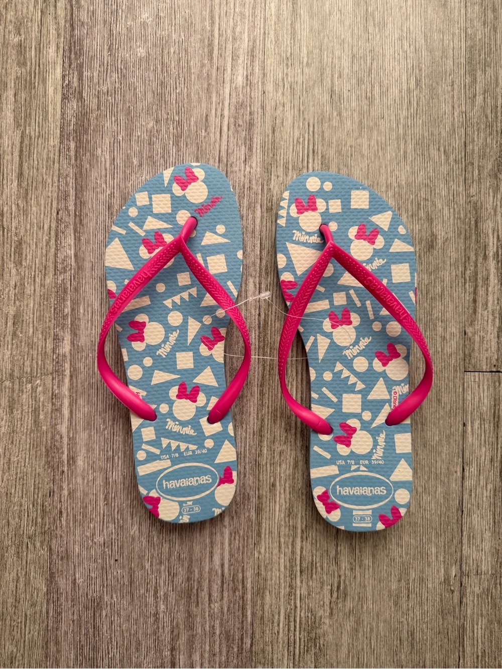 Havaianas Minnie Mouse Pink & Blue Flip Flop Sandals
